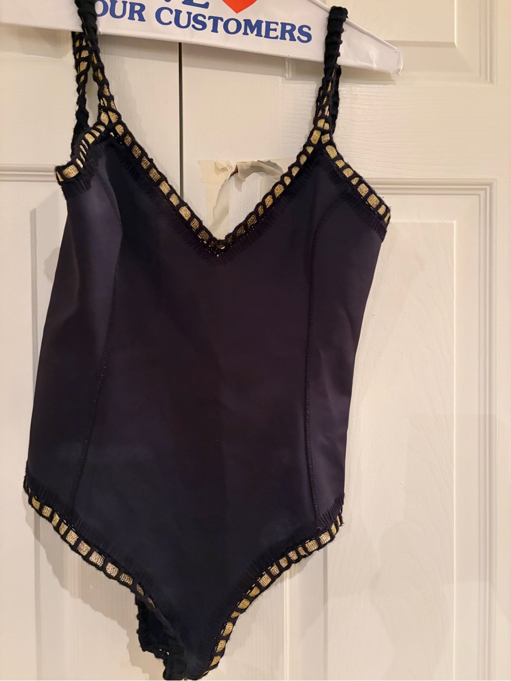 KIINI Black One-Piece with Gold Crochet Trim